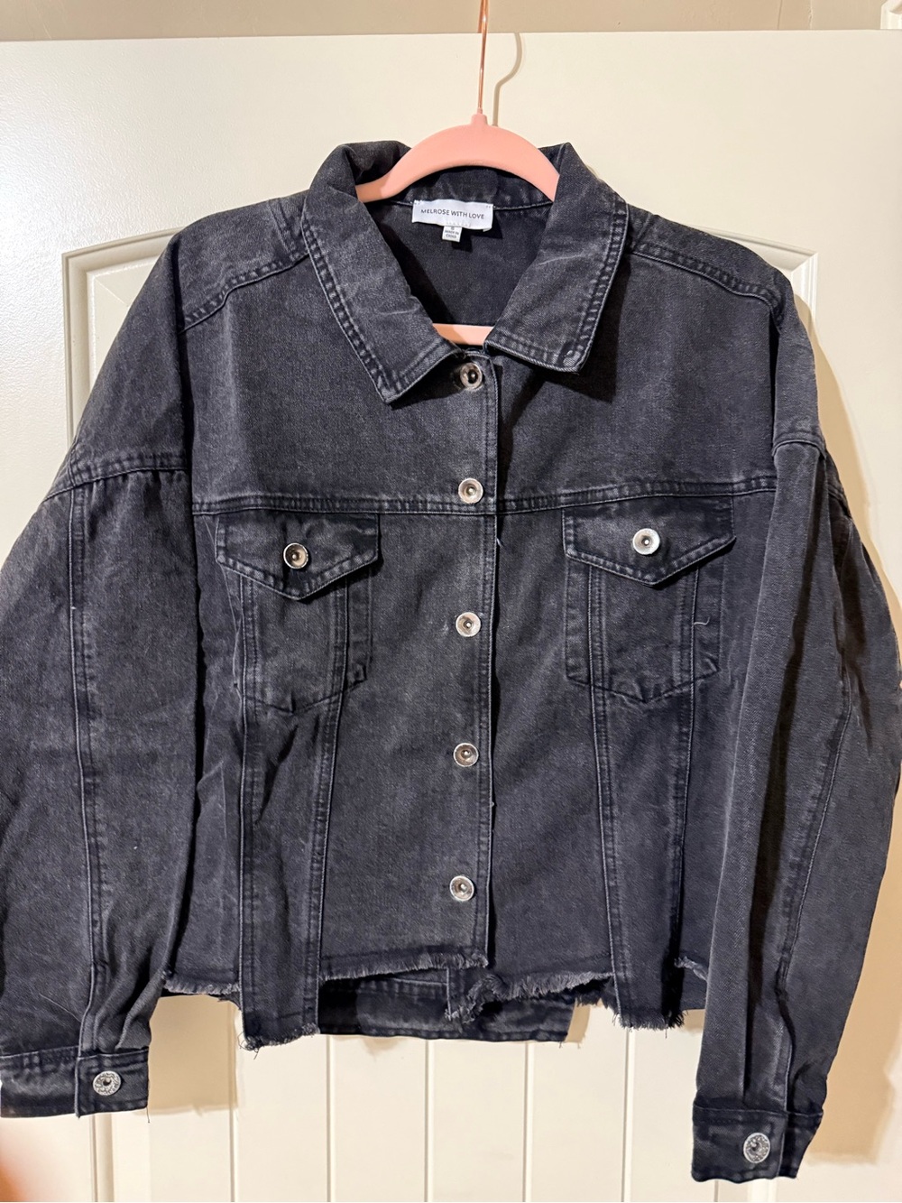 Washed Black Denim Button-Front Jacket. NWOT